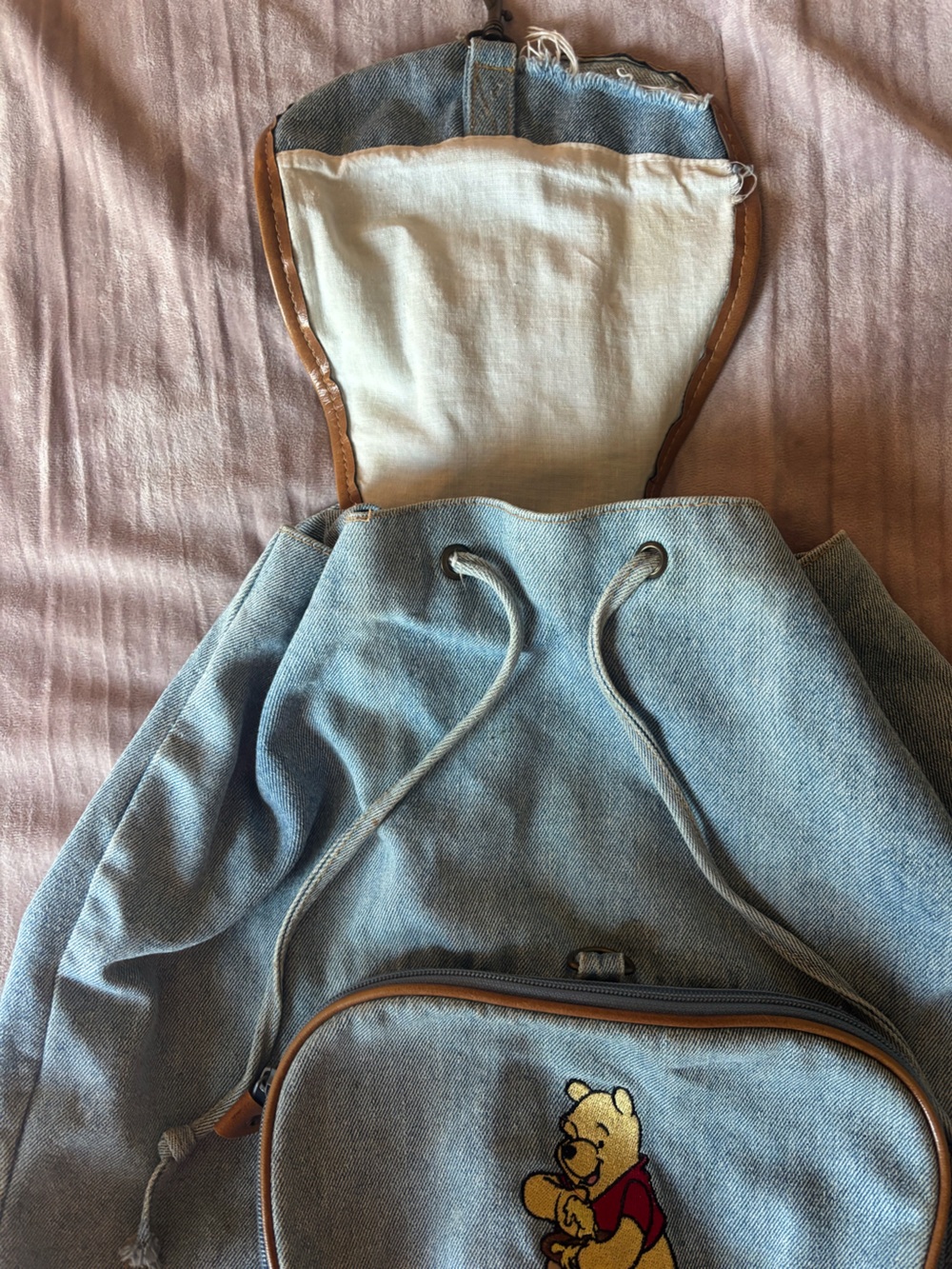 Rare Vintage Disney Winnie the Pooh Denim Backpack - Picture 4 of 9
